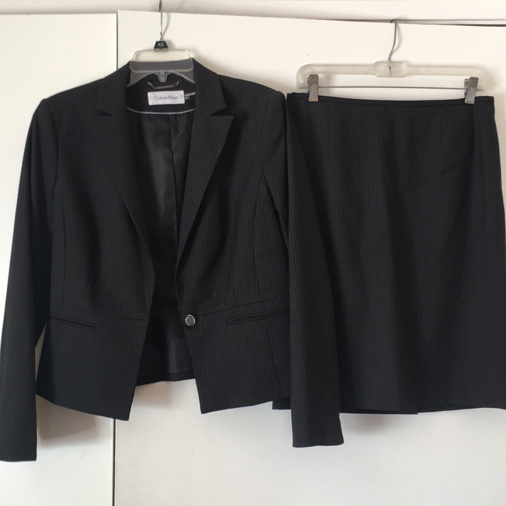 Calvin Klein pinstriped suit